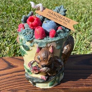 Handcrafted Squirrel Sculpture with Accents or Unscented/ Home Decor/Gift